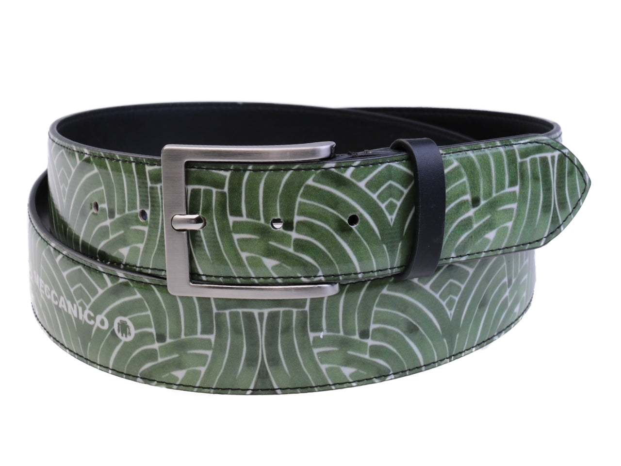 DARK GREEN MEN'S BELT MADE OF LORRY TARPAULIN.