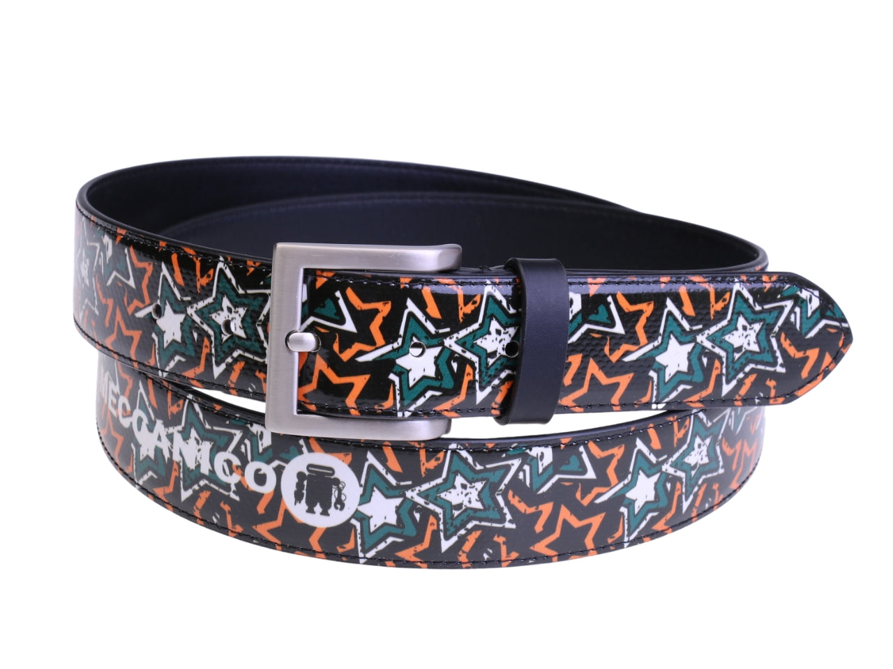..BLACK MEN'S BELT "STARS" MADE OF LORRY TARPAULIN.