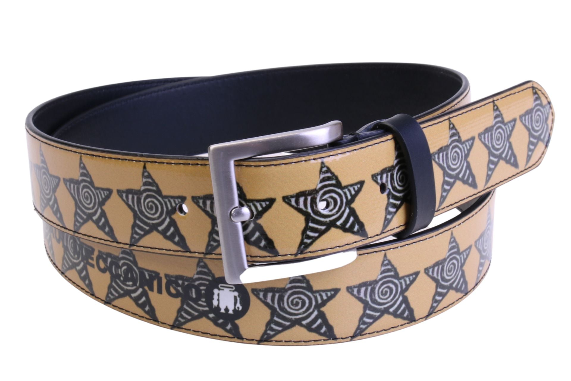 BEIGE MEN'S BELT "STARS" MADE OF LORRY TARPAULIN.