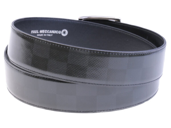 BLACK FOREST AND DARK GREEN MEN'S BELT CHESS FANTASY MADE OF LORRY TARPAULIN.