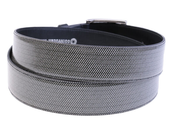 BLACK AND WHITE MEN'S BELT MADE OF LORRY TARPAULIN.