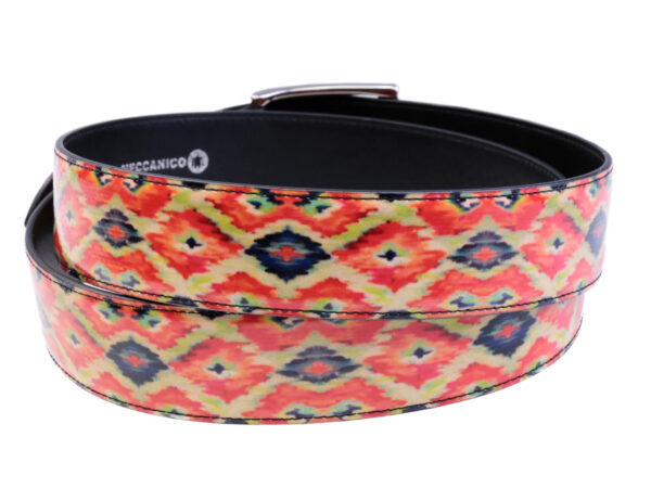 ORANGE MEN'S BELT WITH TIE DYE FANTASY MADE OF LORRY TARPAULIN.