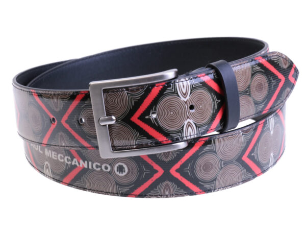 MEN'S BELT BROWN, BLACK, RED COLOURS WITH AFRO FANTASY MADE OF LORRY TARPAULIN.