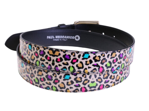 .BEIGE WOMEN'S BELT WITH ANIMALIER FANTASY MADE OF LORRY TARPAULIN.