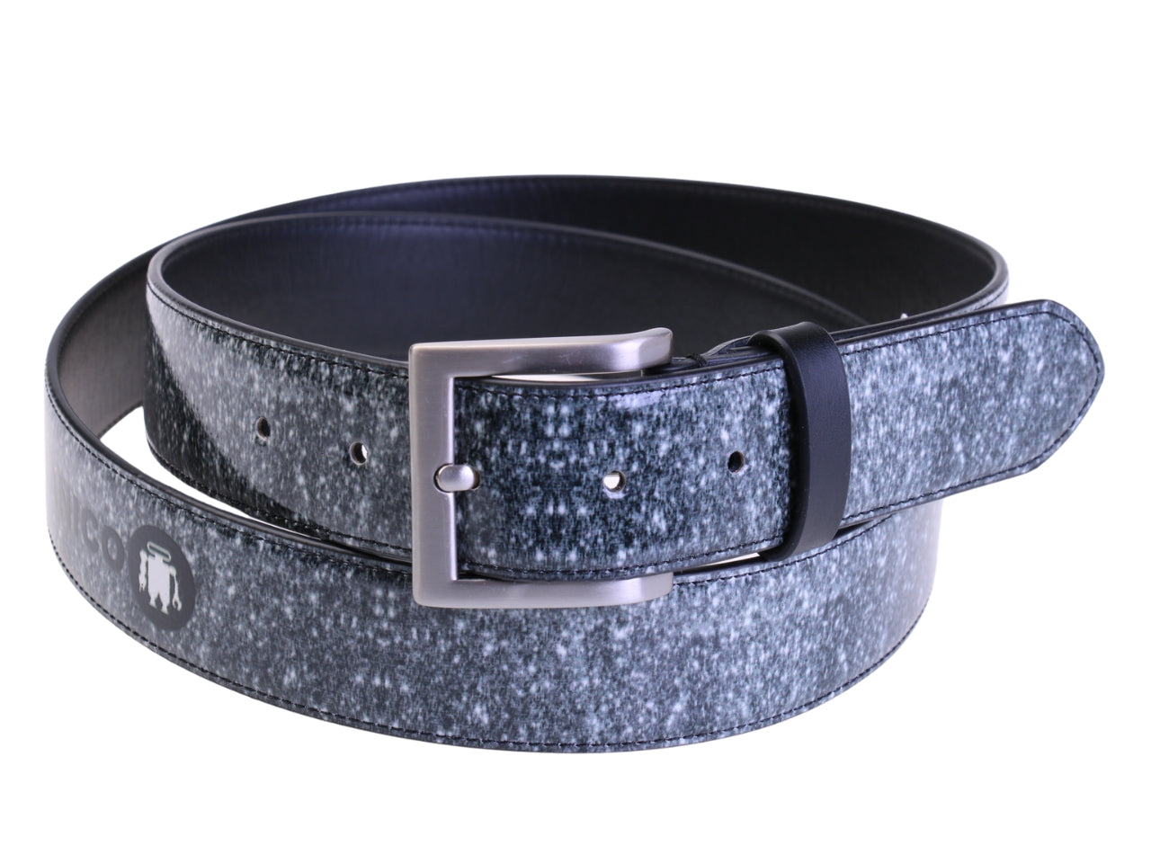 .BLACK MEN'S BELT MADE OF LORRY TARPAULIN.