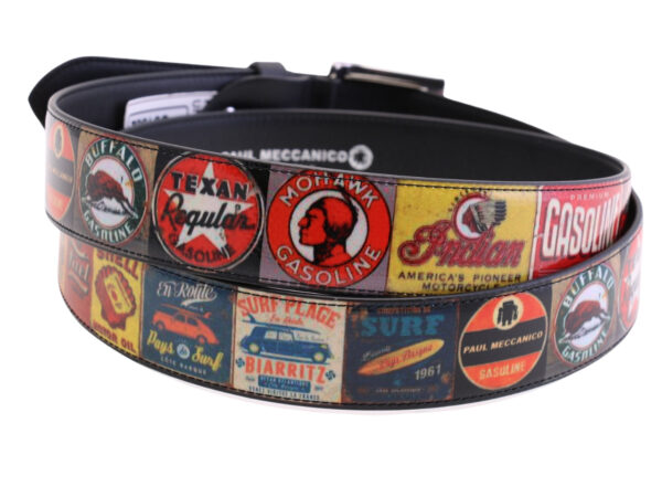 -MEN'S BELT "70'S POSTER" MADE OF LORRY TARPAULIN.