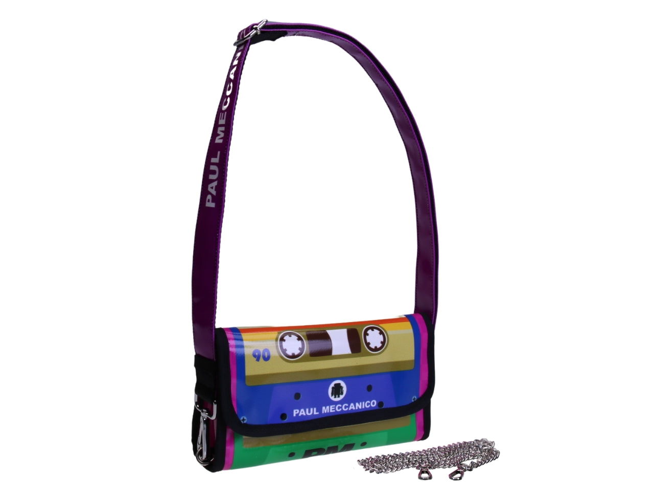 - CLUTCH BAG "90'S CASSETTE TAPE". MODEL CANDY MADE OF LORRY TARPAULIN.