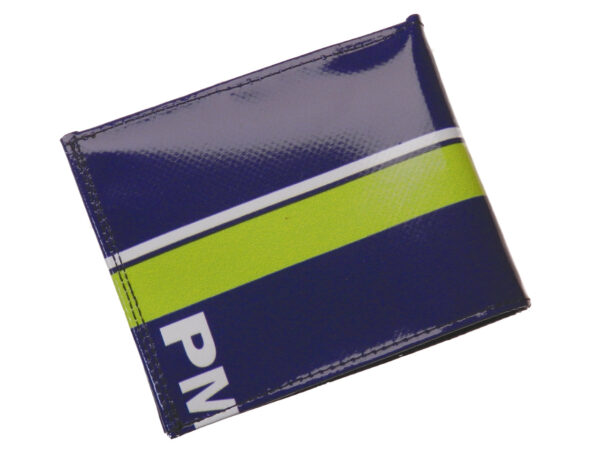 MEN'S WALLET BLUE WITH FLUORESCENT GREEN. MODEL CRIK MADE OF LORRY TARPAULIN.