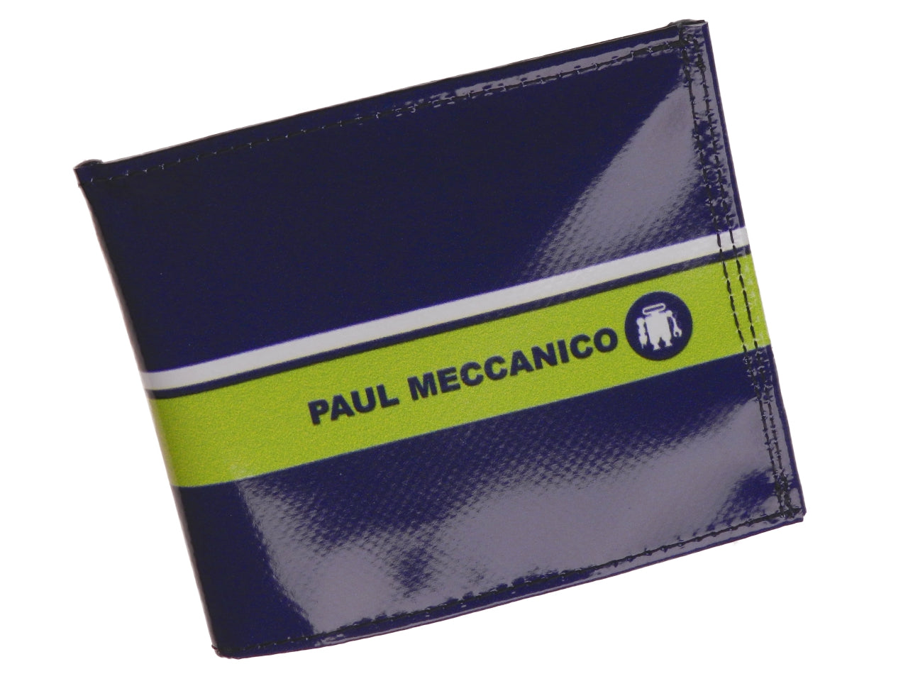 MEN'S WALLET BLUE WITH FLUORESCENT GREEN. MODEL CRIK MADE OF LORRY TARPAULIN.