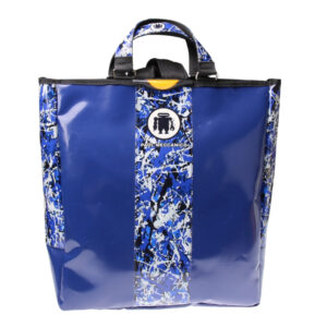...2 IN 1 BRIEFCASE AND BACKPACK IN BLUE COLOUR WITH CAMOUFLAGE FANTASY. MODEL HYBRID MADE OF LORRY TARPAULIN.