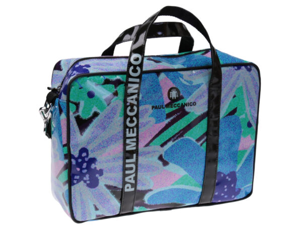WOMEN'S BRIEFCASE FLORAL FANTASY "WATERCOLOR EFFECT". MODEL KART MADE OF LORRY TARPAULIN.