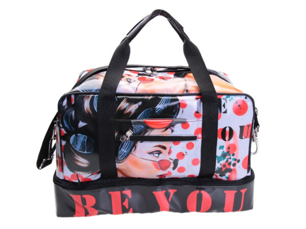 HAND LUGGAGE BAG 40 X 20 X 25 CM "BE YOU" DESIGNED BY BIANCA LEVER. MODEL FLYME MADE OF LORRY TARPAULIN.