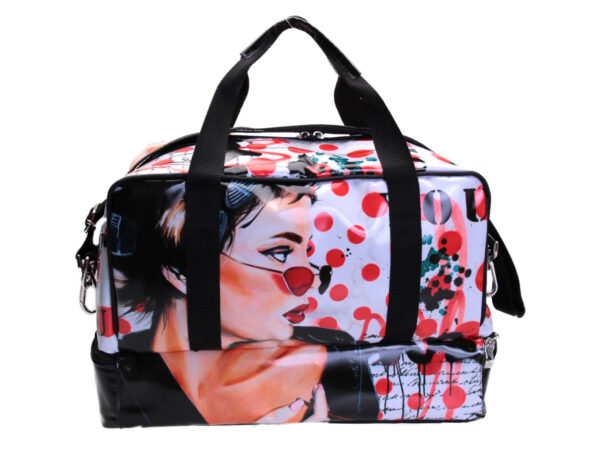 HAND LUGGAGE BAG 40 X 20 X 25 CM "BE YOU" DESIGNED BY BIANCA LEVER. MODEL FLYME MADE OF LORRY TARPAULIN.