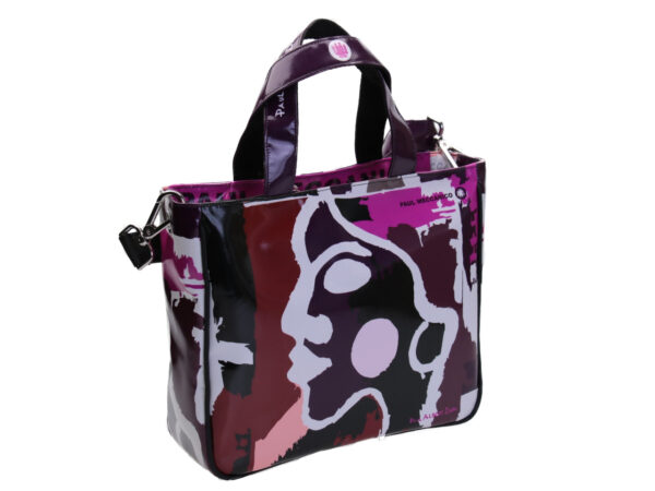 TOTE BAG "PROFILE" BY PAUL ALBERT DARI. MODEL GLAM MADE OF LORRY TARPAULIN. BOOK "LA PITTURA E' DONNA INCLUDED IN THE PRICE"