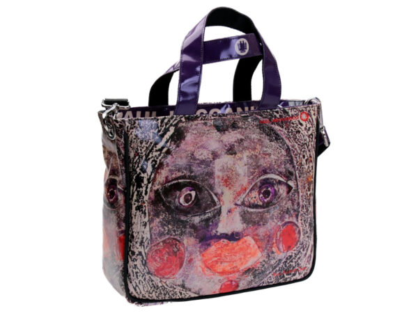 TOTE BAG "PRINCIPESSA SELEKA" BY PAUL ALBERT DARI. MODEL GLAM MADE OF LORRY TARPAULIN. BOOK "LA PITTURA E' DONNA INCLUDED IN THE PRICE"