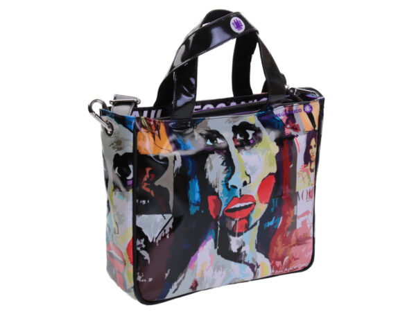 TOTE BAG "MAGAZINE" BY PAUL ALBERT DARI. MODEL GLAM MADE OF LORRY TARPAULIN. BOOK "LA PITTURA E' DONNA INCLUDED IN THE PRICE"
