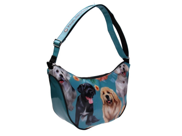 ...CRESCENT BAG WATER GREEN COLOUR "DOGS". MODEL SPLIT MADE OF LORRY TARPAULIN.
