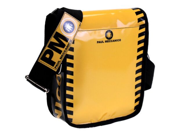 YELLOW CROSSBODY BAG. MODEL MIPOK MADE OF LORRY TARPAULIN.