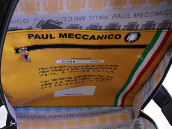 LILAC AND BLACK BACKPACK PAUL MECCANICO. MODEL SUPER MADE OF LORRY TARPAULIN.