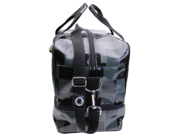 HAND LUGGAGE BAG BLACK GREY YELLOW 40 X 20 X 25 CM. MODEL FLYME MADE OF LORRY TARPAULIN. - Paul Meccanico