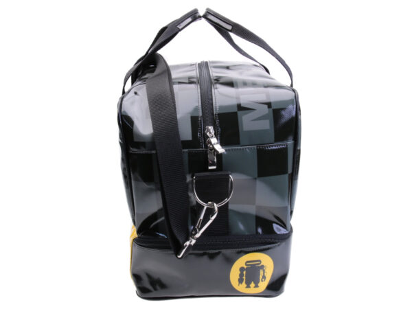 HAND LUGGAGE BAG BLACK GREY YELLOW 40 X 20 X 25 CM. MODEL FLYME MADE OF LORRY TARPAULIN. - Paul Meccanico