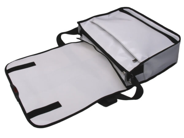 WHITE MESSENGER BAG. MODEL SPOT MADE OF LORRY TARPAULIN.