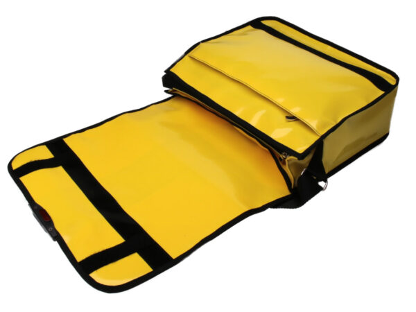 YELLOW MESSENGER BAG. MODEL SPOT MADE OF LORRY TARPAULIN.