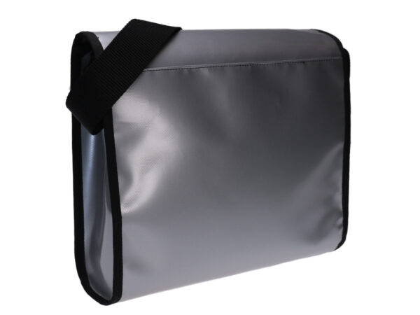 CROSSBODY BAG SILVER COLOUR WITH METALLIC LOGO. MODEL BREAK MADE OF LORRY TARPAULIN. - Unique Pieces Paul Meccanico