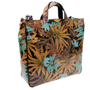 MAXI TOTE BAG LIGHT BROWN FLORAL FANTASY. MODEL AIRSTONE MADE OF LORRY TARPAULIN. - Unique Pieces Paul Meccanico