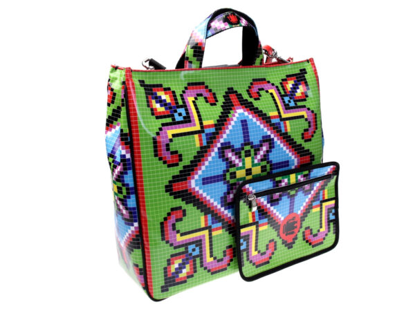 MAXI TOTE BAG MULTICOLOR PIXEL FANTASY. MODEL AIRSTONE MADE OF LORRY TARPAULIN. - Unique Pieces Paul Meccanico