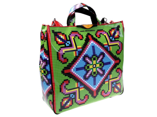 MAXI TOTE BAG MULTICOLOR PIXEL FANTASY. MODEL AIRSTONE MADE OF LORRY TARPAULIN. - Unique Pieces Paul Meccanico