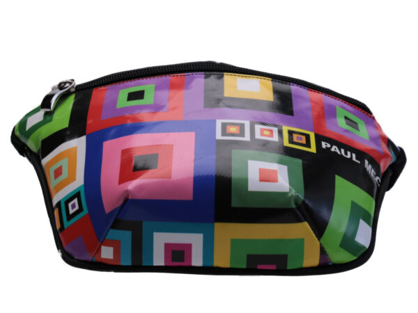 MULTICOLOR WAIST BAG WITH GEOMETRIC FANTASY. MODEL FLEX MADE OF LORRY TARPAULIN. - Limited Edition Paul Meccanico
