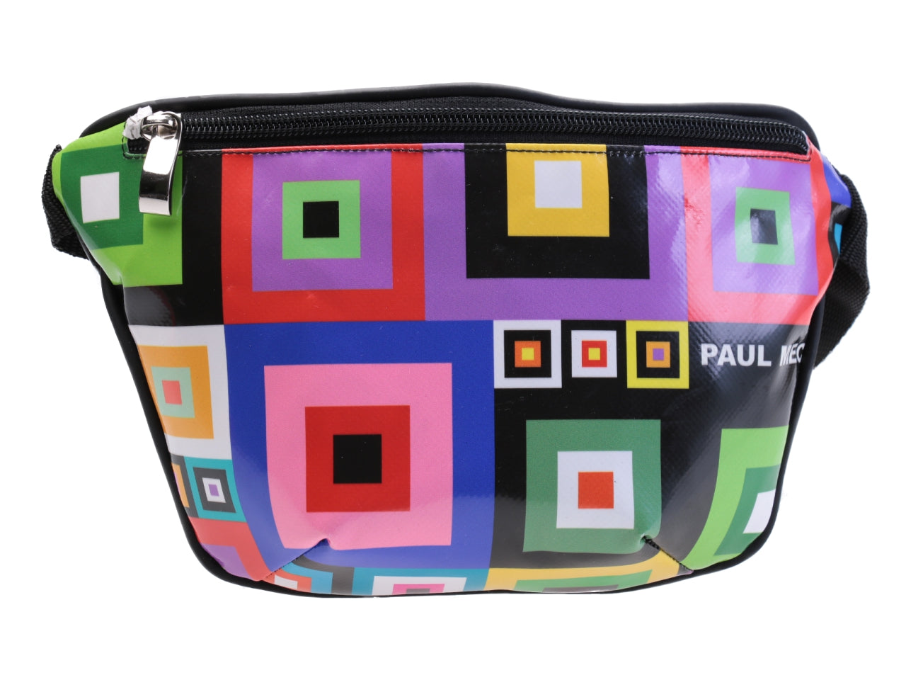 MULTICOLOR WAIST BAG WITH GEOMETRIC FANTASY. MODEL FLEX MADE OF LORRY TARPAULIN. - Limited Edition Paul Meccanico
