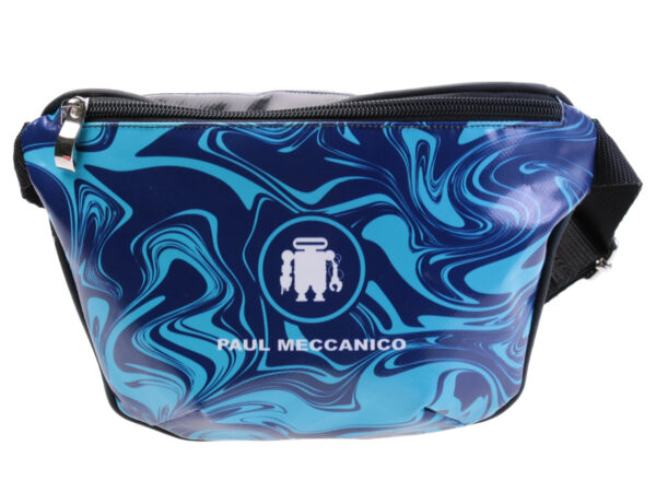 ... BLUE AND LIGHT BLUE WAIST BAG WITH CAMOUFLAGE FANTASY. MODEL FLEX MADE OF LORRY TARPAULIN. - Limited Edition Paul Meccanico