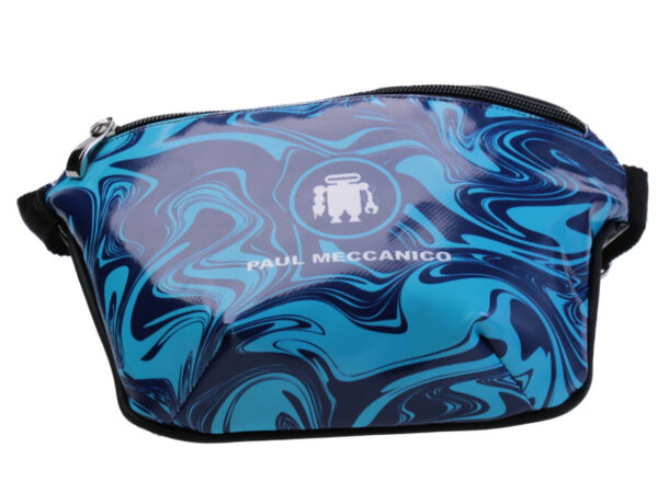 ... BLUE AND LIGHT BLUE WAIST BAG WITH CAMOUFLAGE FANTASY. MODEL FLEX MADE OF LORRY TARPAULIN. - Limited Edition Paul Meccanico