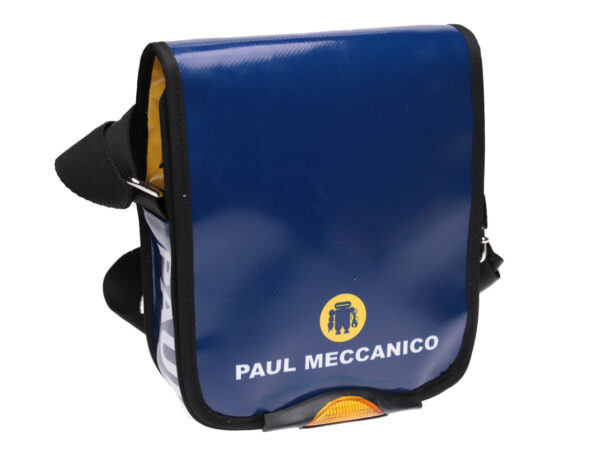 BLUE CROSSBODY BAG. MODEL MIPOK MADE OF LORRY TARPAULIN. - Unique Pieces Paul Meccanico