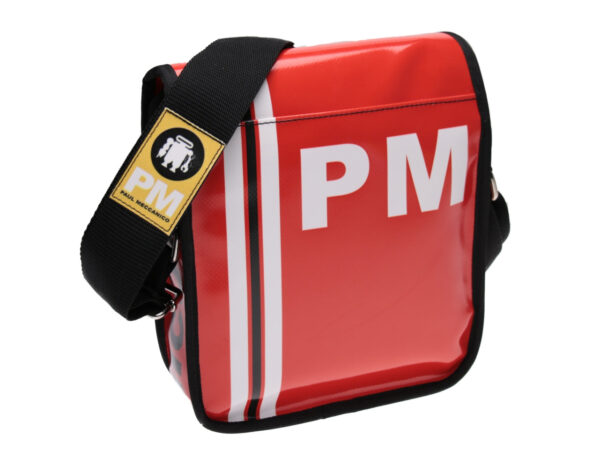 RED CROSSBODY BAG RED. MODEL MIPOK MADE OF LORRY TARPAULIN. - Unique Pieces Paul Meccanico