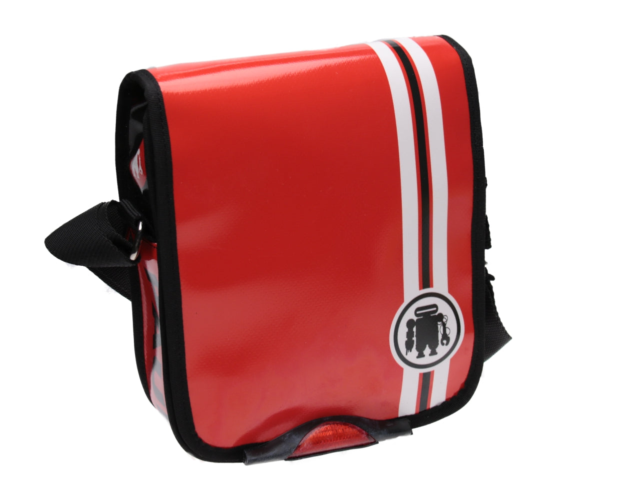 RED CROSSBODY BAG RED. MODEL MIPOK MADE OF LORRY TARPAULIN. - Unique Pieces Paul Meccanico