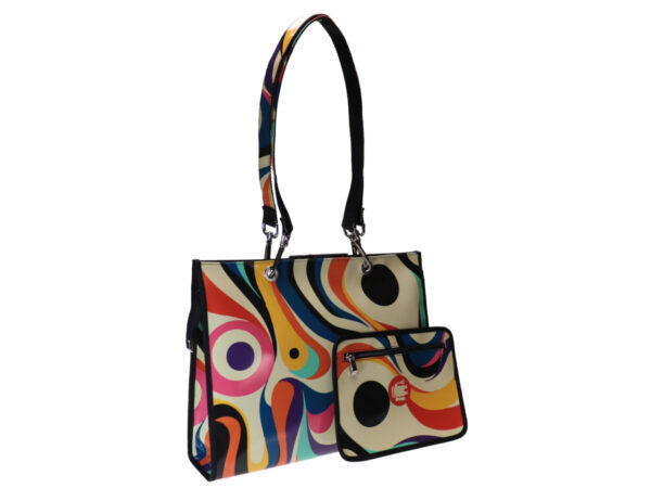 SHOPPER WITH MULTICOLOR ABSTRACT FANTASY. MODEL PEPE MADE OF LORRY TARPAULIN. - Unique Pieces Paul Meccanico