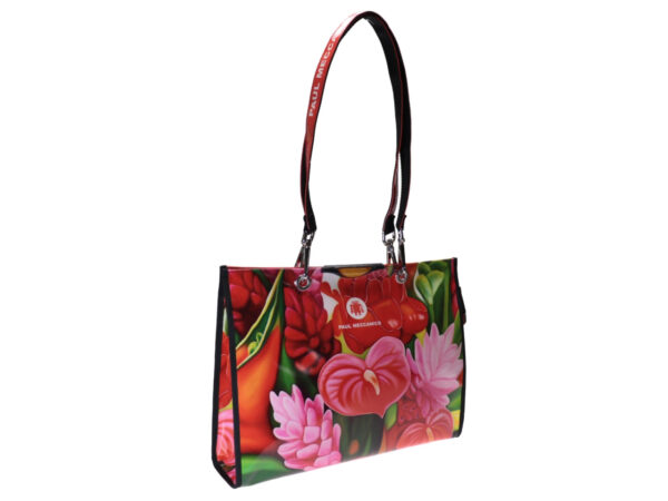 SHOPPER FLORAL FANTASY WITH HANDLE AND SHOULDER STRAP. MODEL PEPE MADE OF LORRY TARPAULIN - Unique Pieces Paul Meccanico