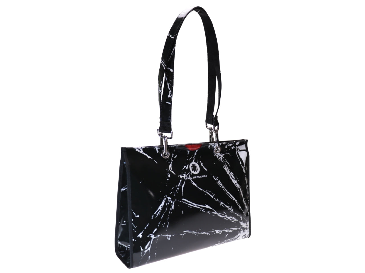 SHOPPER BLACK AND WHITE. MODEL PEPE MADE OF LORRY TARPAULIN. - Unique Pieces Paul Meccanico