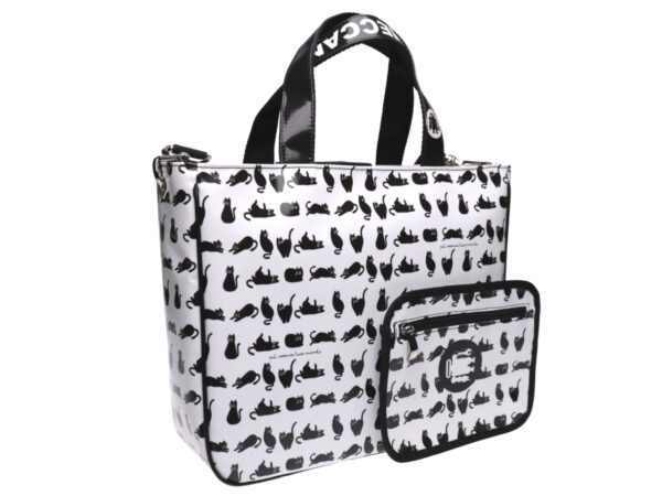 TOTE BAG BLACK AND WHITE "CATS". MODEL GLAM MADE OF LORRY TARPAULIN. - Unique Pieces Paul Meccanico