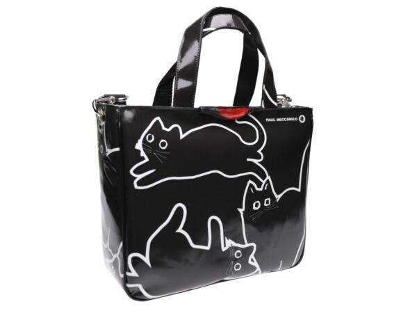 TOTE BAG "CAT" IN BLACK AND WHITE. MODEL GLAM MADE OF LORRY TARPAULIN. - Unique Pieces Paul Meccanico