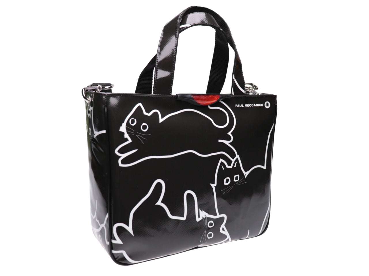 TOTE BAG "CAT" IN BLACK AND WHITE. MODEL GLAM MADE OF LORRY TARPAULIN. - Unique Pieces Paul Meccanico