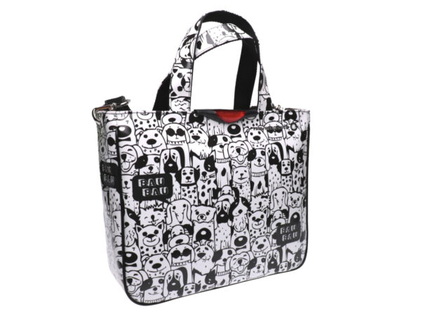 TOTE BAG BLACK AND WHITE "DOGS". MODEL GLAM MADE OF LORRY TARPAULIN. - Unique Pieces Paul Meccanico