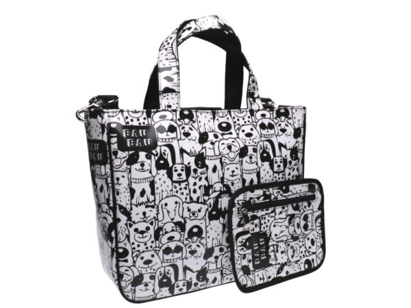 TOTE BAG BLACK AND WHITE "DOGS". MODEL GLAM MADE OF LORRY TARPAULIN. - Unique Pieces Paul Meccanico