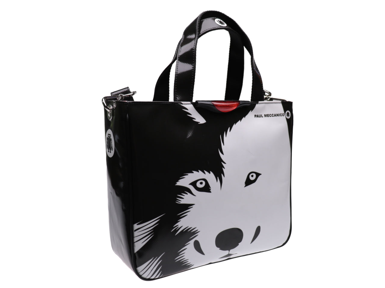TOTE BAG BLACK AND WHITE "HUSKY". MODEL GLAM MADE OF LORRY TARPAULIN. - Unique Pieces Paul Meccanico