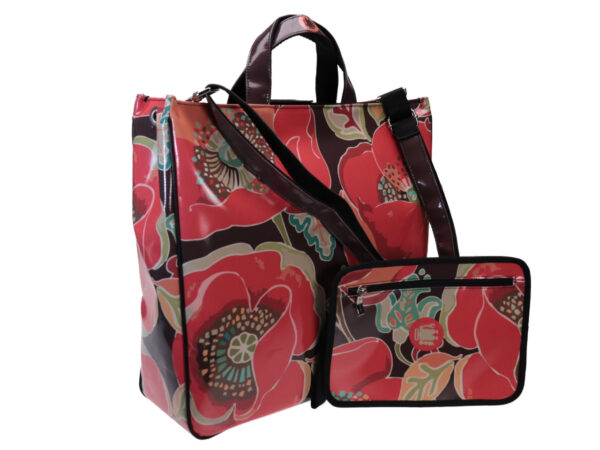 MAXI TOTE BAG POPPY FANTASY. MODEL AIRSTONE MADE OF LORRY TARPAULIN. - Unique Pieces Paul Meccanico