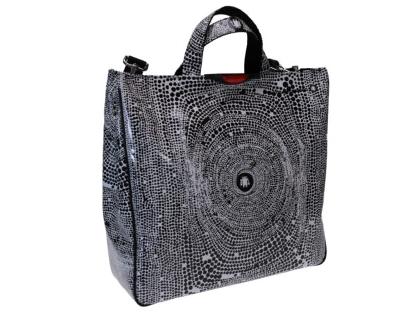 MAXI TOTE BAG BLACK AND WHITE FOSSIL FANTASY. MODEL AIRSTONE MADE OF LORRY TARPAULIN. - Unique Pieces Paul Meccanico