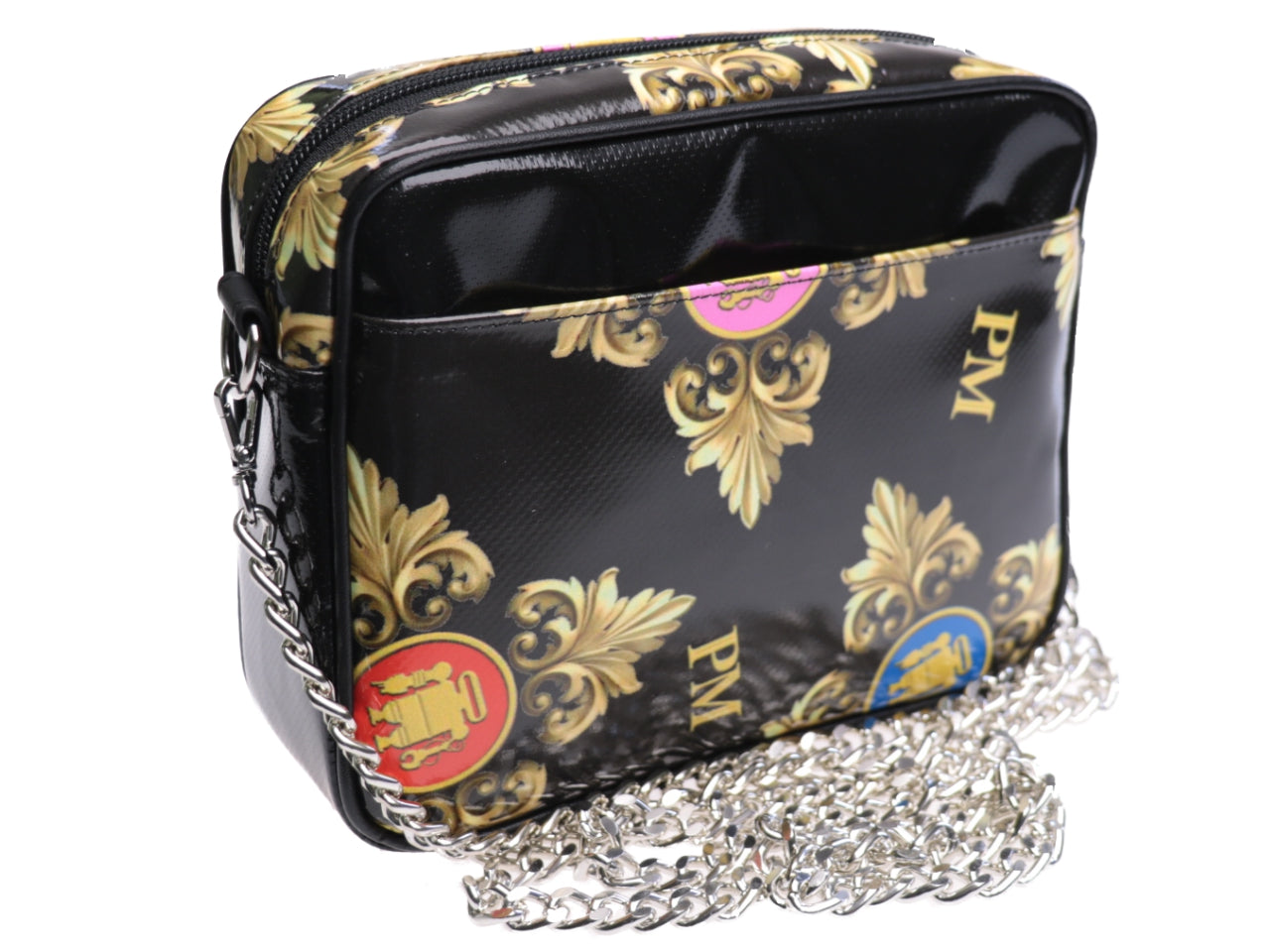CLUTCH BLACK WITH "ROYAL" FANTASY. MODEL PARK MADE OF LORRY TARPAULIN. - Limited Edition Paul Meccanico